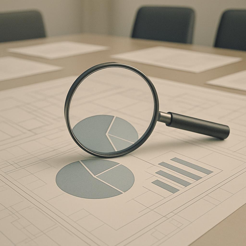 Un cristallo di ingrandimento su di un modello 3D di una rappresentazione grafica dei dati.